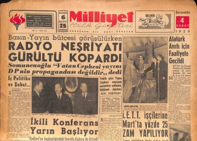 Milliyet Halk Gazetesi 4 Şubat 1959 - Atatürk Anıtı İçin Faaliyete Geçildi GZ86725 - 1