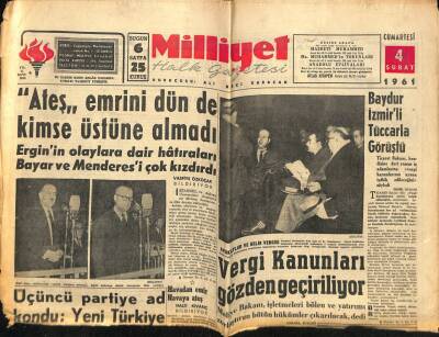 Milliyet Halk Gazetesi 4 Şubat 1961 - Santa Mariaya Dün Brezilya El Koydu GZ76141 - 1