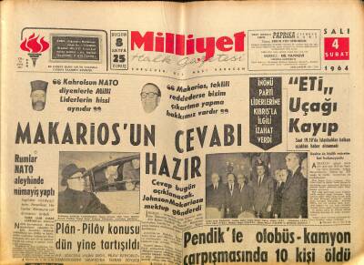 Milliyet Halk Gazetesi 4 Şubat 1964 - Ekenler Fabrikasında Grev Yapan İşçilerden Bir Kısım İşbaşı Yaptı GZ121381 - 1