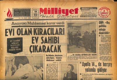 Milliyet Halk Gazetesi 4 Şubat 1971 - Anayasa Mahkemesi Başkanı , Partilere Yardımın Lehinde GZ86829 - 1