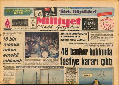 Milliyet Halk Gazetesi 4 Şubat 1982 - Arıkanın Cenazesi Bugün Getiriliyor - 48 Banker Hakkında Tasfiye Kararı Çıktı GZ126038 - 1