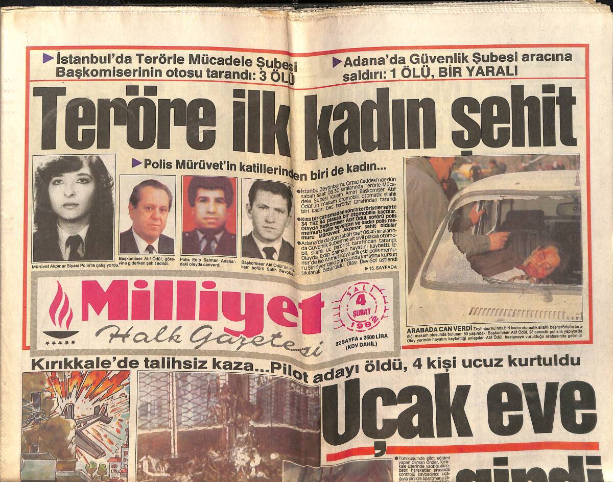 Milliyet Halk Gazetesi 4 Şubat 1992 - Semra Özal'a 6 Müfettiş - Kırıkkale'de Talihsiz Kaza...Uçak Eve Girdi GZ157861 - 1