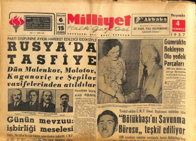 Milliyet Halk Gazetesi 4 Temmuz 1957 - Dış Ticaretimizde Açık Kapanıyor - Gazetecilerin Protestoları GZ117844 - 1