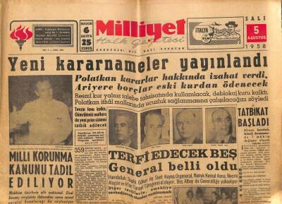 Milliyet Halk Gazetesi 5 Ağustos 1958 - Milli Korunma Kanunu Tadil Ediliyor GZ88731 - 1