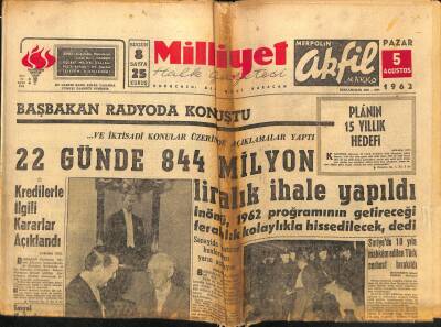 Milliyet Halk Gazetesi 5 Ağustos 1962 - Audrey Hepburn Soyuldu - İnönü Averofla 1 Saat Görüştü GZ117774 - 1
