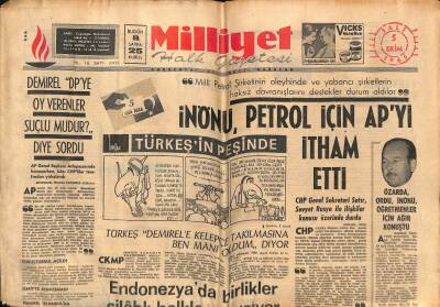 Milliyet Halk Gazetesi 5 Ekim 1965 - Endonezyada Birlikler Silahlı Halkla Çarpışıyor GZ117732 - 1