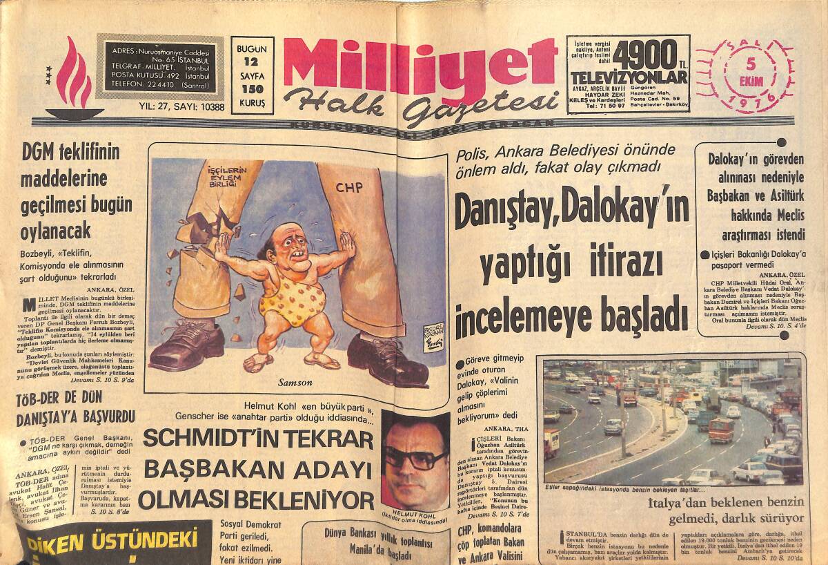 Milliyet Halk Gazetesi 5 Ekim 1976 - 552 Profilo İşçisinden Altısı Dün Tutuklandı - Karayolları Grevinde Protokol Bozuldu , Grev İhtimali Belirdi GZ133040 - 1