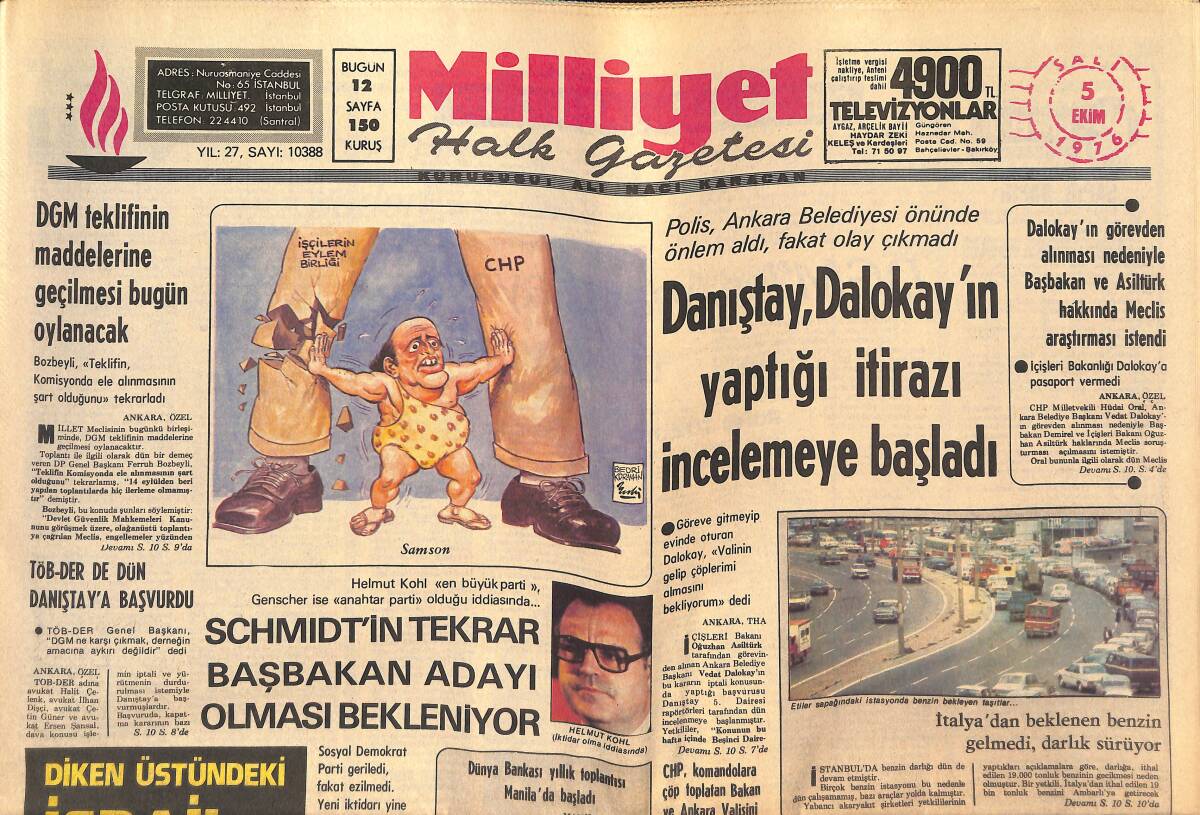Milliyet Halk Gazetesi 5 Ekim 1976 - İtalya'dan Beklenen Benzin Gelmedi , Darlık Sürüyor - 552 Profilo İşçisinden Altısı Dün Tutuklandı GZ132923 - 1