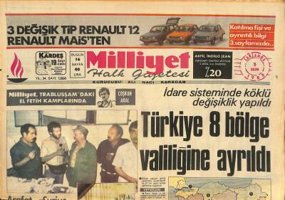 Milliyet Halk Gazetesi 5 Ekim 1983 - Türkiye 8 Bölge Valiliğine Ayrıldı - Emekli İkramiyesi 45 Maaş Oluyor GZ127496 - 1
