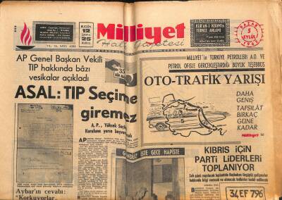 Milliyet Halk Gazetesi 5 Eylül 1965 - Pakistan-Hindistan Çarpışmaları Şiddetlendi - Asal TİP Seçime Giremez GZ117803 - 1