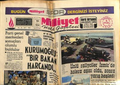 Milliyet Halk Gazetesi 5 Eylül 1973 - Ünlü Rallyciler İzmirde Kolera Aşısı Oldu , Sonra Yarış Başladı GZ74911 - 1