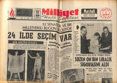 Milliyet Halk Gazetesi 5 Haziran 1966 - Güneydeki Deniz Çekilmesini 13 Yıl Önce Medyum Bildi - 24 İlde Seçim Var GZ121481 - 1