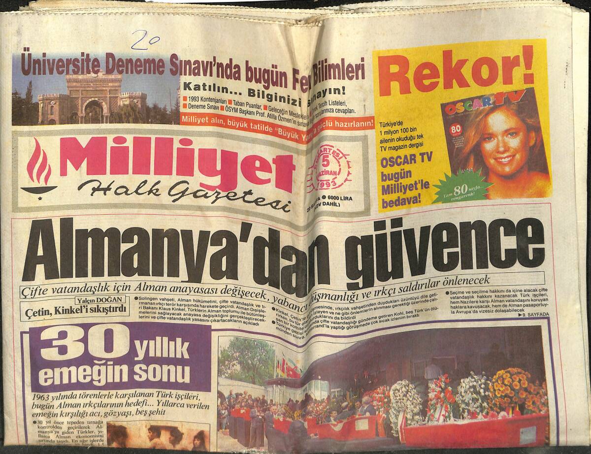 Milliyet Halk Gazetesi 5 Haziran 1993 - Rıza Çalımbay'dan Yönetime Tepki - Fenerbahçe Tanju İle Sözleşme Yapacak GZ152882 - 1