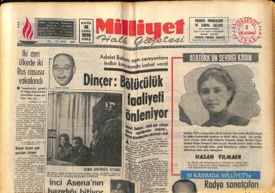 Milliyet Halk Gazetesi 5 Kasım 1966 - Dinçer Bölücülük Faaliyeti Önleniyor GZ88467 - 1