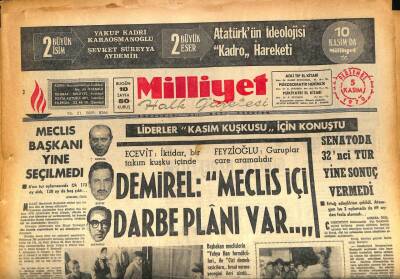 Milliyet Halk Gazetesi 5 Kasım 1970 - Meclis Başkanı Yine Seçilmedi GZ86631 - 1