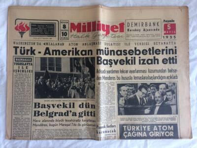 Milliyet Halk Gazetesi 5 Mayıs 1955 - Başvekil Dün Belgrada Gitti GZ73541 - 1
