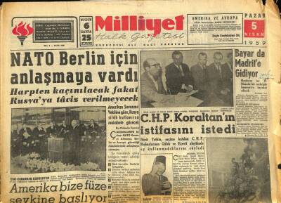 Milliyet Halk Gazetesi 5 Nisan 1959 - NATO Berlin İçin Anlaşmaya Vardı GZ86422 - 1