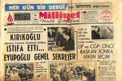 Milliyet Halk Gazetesi 5 Nisan 1973 - Arsa Ofisi 25 Milyon Liralık Arazi Aldı - Kırıkoğlu İstifa Etti...Eyüpoğlu Genel Sekreter GZ93430 - 1