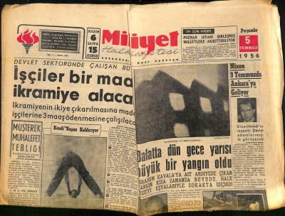 Milliyet Halk Gazetesi 5 Temmuz 1956 - Balatta Dün Gece Yarısı Büyük Bir Yangın Oldu GZ118261 - 1
