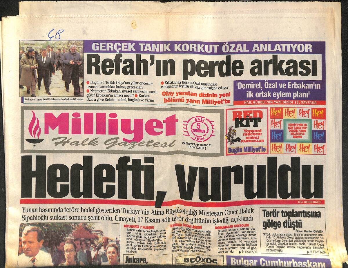 Milliyet Halk Gazetesi 5 Temmuz 1994 - Jelev'in Yeni Balkan Planı - Piyasalar Durunca Enflasyonda Durdu GZ153165 - 1
