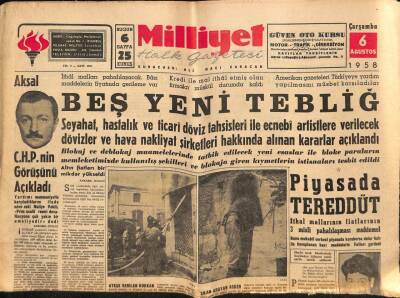 Milliyet Halk Gazetesi 6 Ağustos 1958 - Irak Hükümeti Bağdat Paktını Tetkik Ediyor GZ88740 - 1