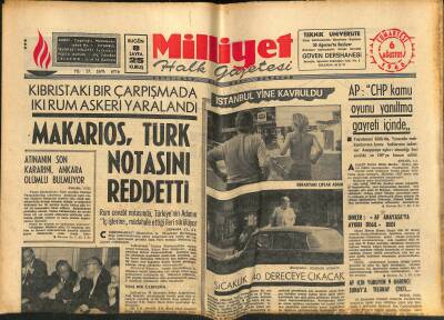 Milliyet Halk Gazetesi 6 Ağustos 1966 - Makarios , Türk Notasını Reddetti - İstanbulda 4 Bin Kişiye Bir Polis İsabet Ediyor GZ121504 - 1