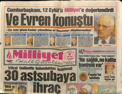 Milliyet Halk Gazetesi 6 Ağustos 1989 - Ve Evren Konuştu En Son Güne Kadar Yönetime El Koymayı Düşünmedim GZ87601 - 1