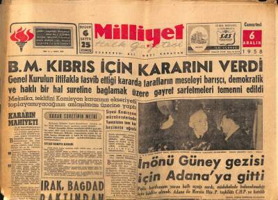 Milliyet Halk Gazetesi 6 Aralık 1958 - BM Kıbrıs İçin Kararını Verdi GZ82939 - 1