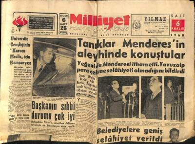 Milliyet Halk Gazetesi 6 Aralık 1960 - Tanıklar Menderesin Aleyhinde Konuştular GZ81278 - 1