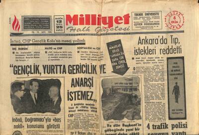 Milliyet Halk Gazetesi 6 Ekim 1968 - Ankarada Tıp , İstekleri Reddetti GZ88882 - 1