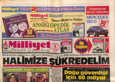 Milliyet Halk Gazetesi 6 Ekim 1985 - Başbakanlık Kupası Serenin GZ83749 - 1