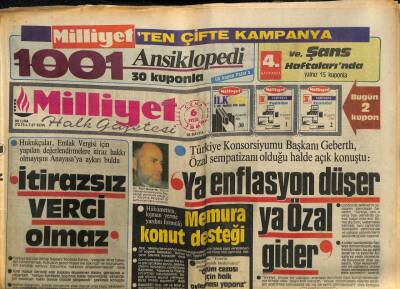 Milliyet Halk Gazetesi 6 Eylül 1985 - İstanbulda Susuzluk Kavuracak GZ83716 - 1