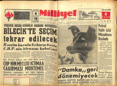 Milliyet Halk Gazetesi 6 Kasım 1957 - Petrol Hattı İçin Müzakere Başladı - Vatan Partisi Lideri Dün Tevkif Edildi GZ117830 - 1
