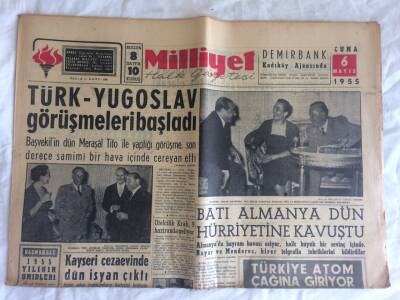 Milliyet Halk Gazetesi 6 Mayıs 1955 - Türkiye Atom Çağına Giriyor GZ73540 - 1