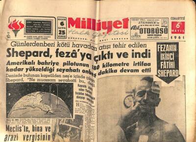 Milliyet Halk Gazetesi 6 Mayıs 1961 - Fezanın İkinci Fatihi Shepard GZ77603 - 1