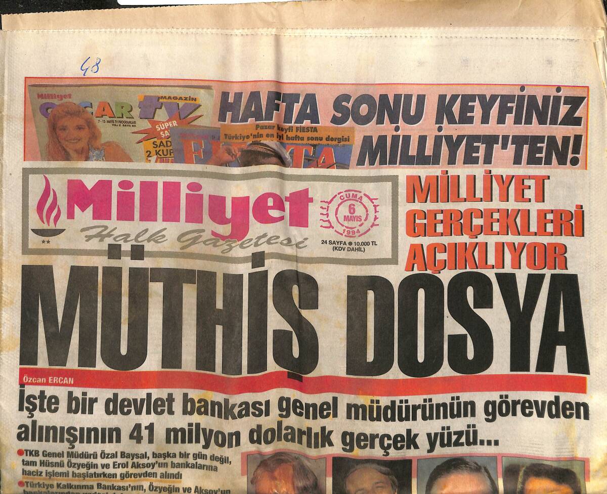 Milliyet Halk Gazetesi 6 Mayıs 1994 - Demirel'den Çiller Ve Güreş'e Mesaj - Galatasaray Yara Sarıyor GZ153159 - 1