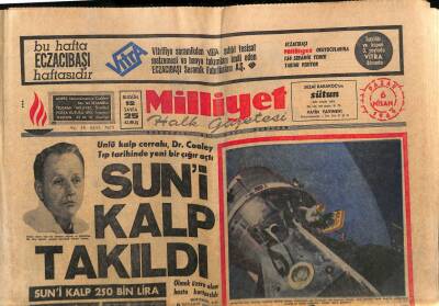 Milliyet Halk Gazetesi 6 Nisan 1969 - Ünlü Kalp Cerrahı , Dr. Cooley Tıp Tarihinde Yeni Bir Çığır Açtı GZ88912 - 1