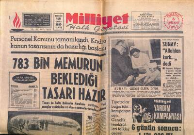 Milliyet Halk Gazetesi 6 Nisan 1970 - Personel Kanunu Tamamlandı - TİPin İl Kongresi Çekişmeli Başladı GZ118280 - 1