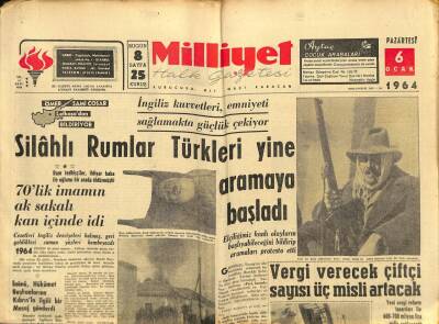 Milliyet Halk Gazetesi 6 Ocak 1964 - İnönü , Hükümet Başkanlarına Kıbrısla İlgili Bir Mesaj Gönderdi GZ91554 - 1