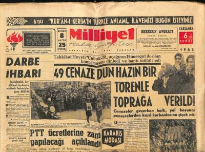 Milliyet Halk Gazetesi 6 Şubat 1963 - Edirnede Buzlar Dinamite Atıldı GZ117752 - 1