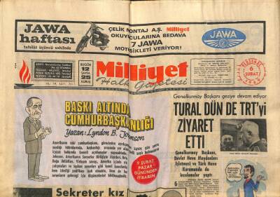 Milliyet Halk Gazetesi 6 Şubat 1969 - Tural Dün de TRTyi Ziyaret Etti GZ118586 - 1