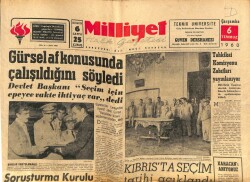 Milliyet Halk Gazetesi 6 Temmuz 1960 - Kıbrısta Seçim Tarihi Açıklandı GZ70519 - 2