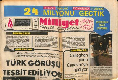 Milliyet Halk Gazetesi 7 Ağustos 1974 - Atina Türk Ordusunun Ateşkes Hattına Geri Çekilmesini İsteyecek GZ87101 - 1