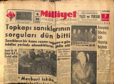 Milliyet Halk Gazetesi 7 Aralık 1960 - Topkapı Sanıklarının Sorguları Dün Bitti GZ81279 - 1