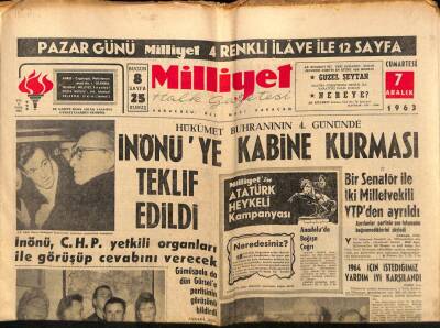 Milliyet Halk Gazetesi 7 Aralık 1963 - İstanbul 1965te Büyük Su Sıkıntısı Çekecek GZ91602 - 1