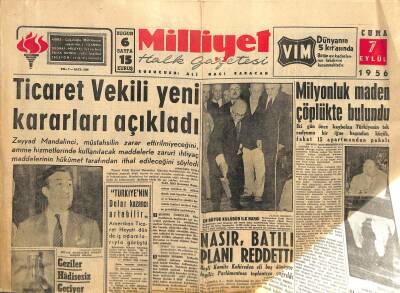 Milliyet Halk Gazetesi 7 Eylül 1956 - Karamürsel Vapurunu Fare Bozmuş - Ankara Cezaevinde Büyük Kavga Çıktı GZ115612 - 1