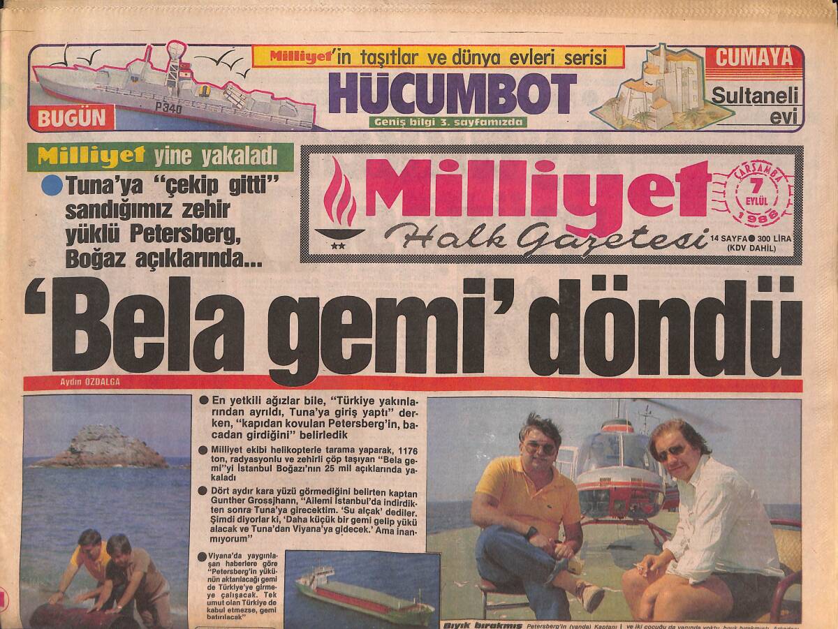 Milliyet Halk Gazetesi 7 Eylül 1988 - Bariç , Denizli'nin Keyfini Kaçırdı - Güllük Operasyonu GZ133066 - 1
