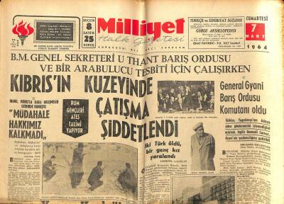 Milliyet Halk Gazetesi 7 Mart 1964 - General Gyani Barış Ordusu Komutanı Oldu GZ117693 - 1