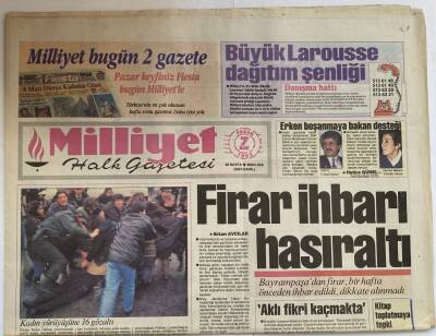 Milliyet Halk Gazetesi 7 Mart 1993 - Firar İhbarı Hasıraltı GZ60253 - 1