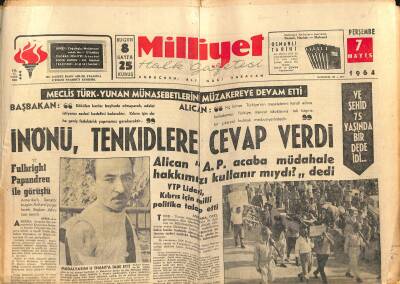 Milliyet Halk Gazetesi 7 Mayıs 1964 - İnönü , Tenkidlere Cevap Verdi GZ118371 - 1